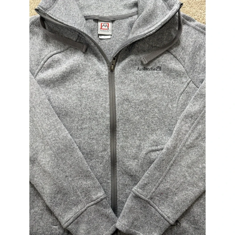 Avalanche Womens Thermal Knit Full Zip Fleece Lined Jacket Heather Gray Size M